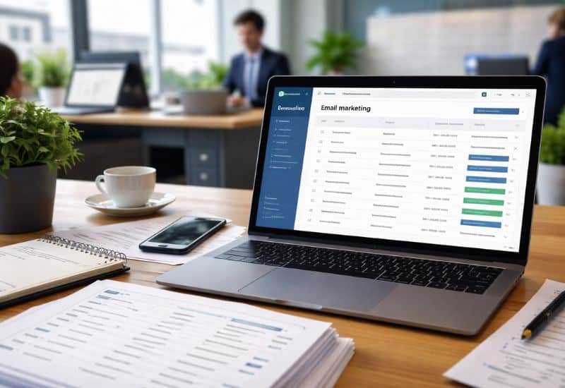 Bureau moderne avec marketing par email