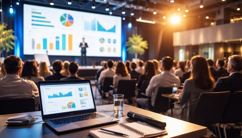 Événement professionnel en pleine présentation