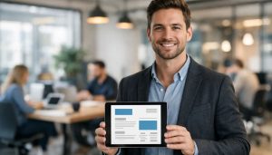 exemple d'un homme avec une tablette