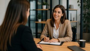 Entretien professionnel dans un bureau moderne