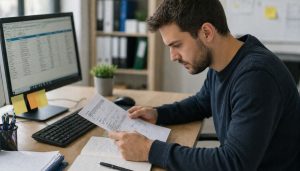 Homme concentré au travail à son bureau