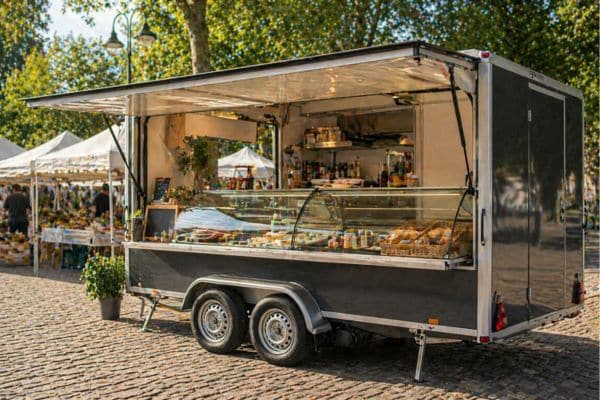 Camion de nourriture au marché en plein air