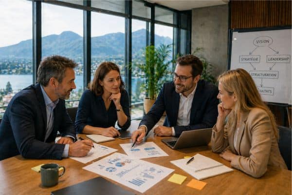 Réunion professionnelle avec vue sur la nature