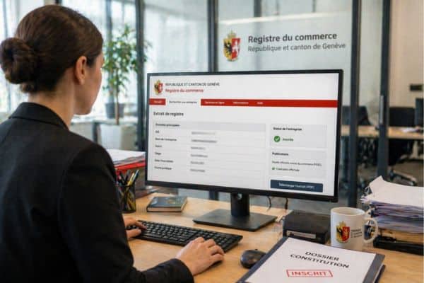 Bureau moderne avec interface du registre
