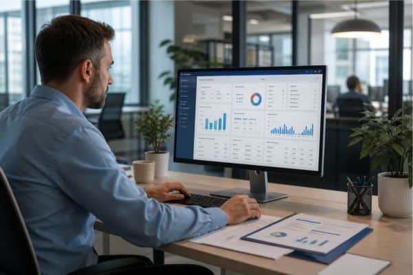 Bureau moderne avec tableau de bord