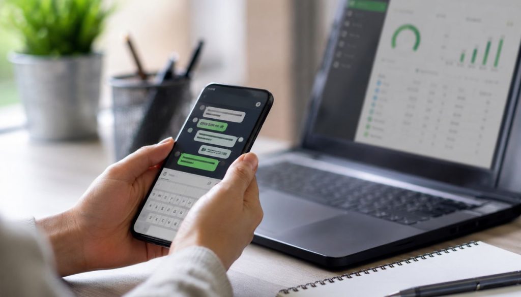 Interaction numérique dans un bureau moderne