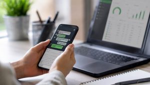 Interaction numérique dans un bureau moderne