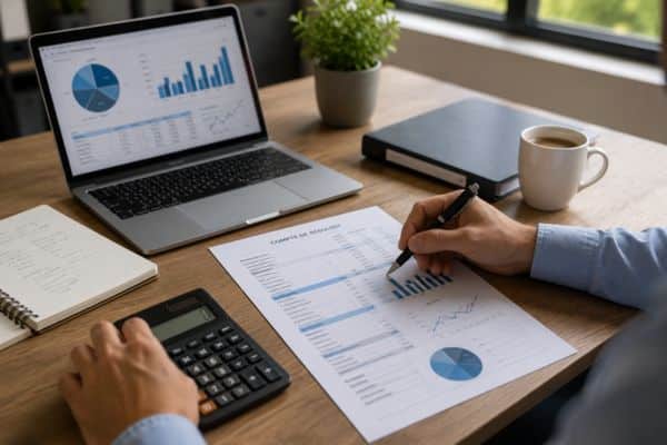 Travail de bureau avec analyse financière