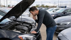 Examen moteur d'une voiture en concession