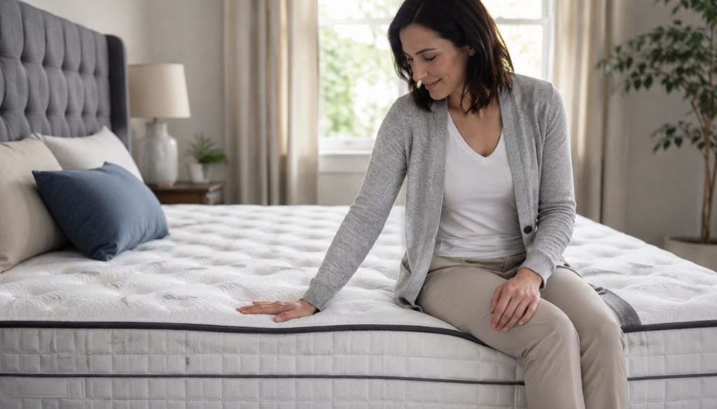 Test de matelas dans un décor lumineux